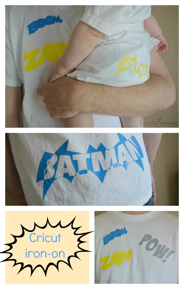 Eclectic Momsense- Easy superhero attire made with plain white tees and Cricut iron-on.