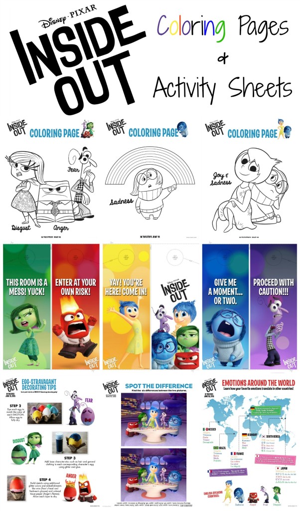 DISNEYPIXAR Inside Out Activity Sheets Eclectic Momsense