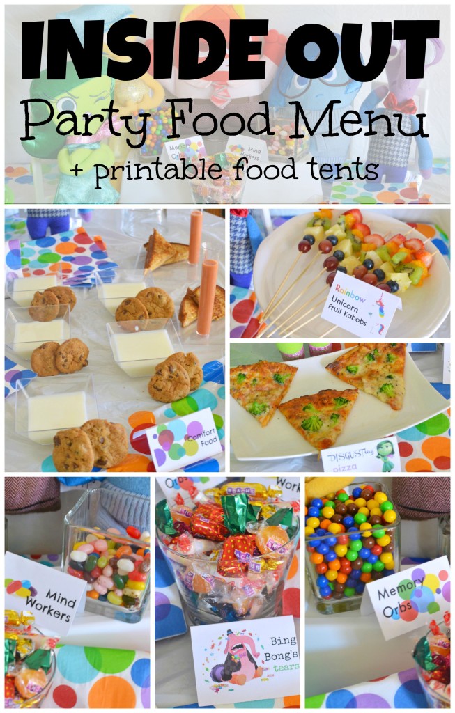 Inside Out party food menu + FREE printable food tent #InsideOut #Disney #Pixar