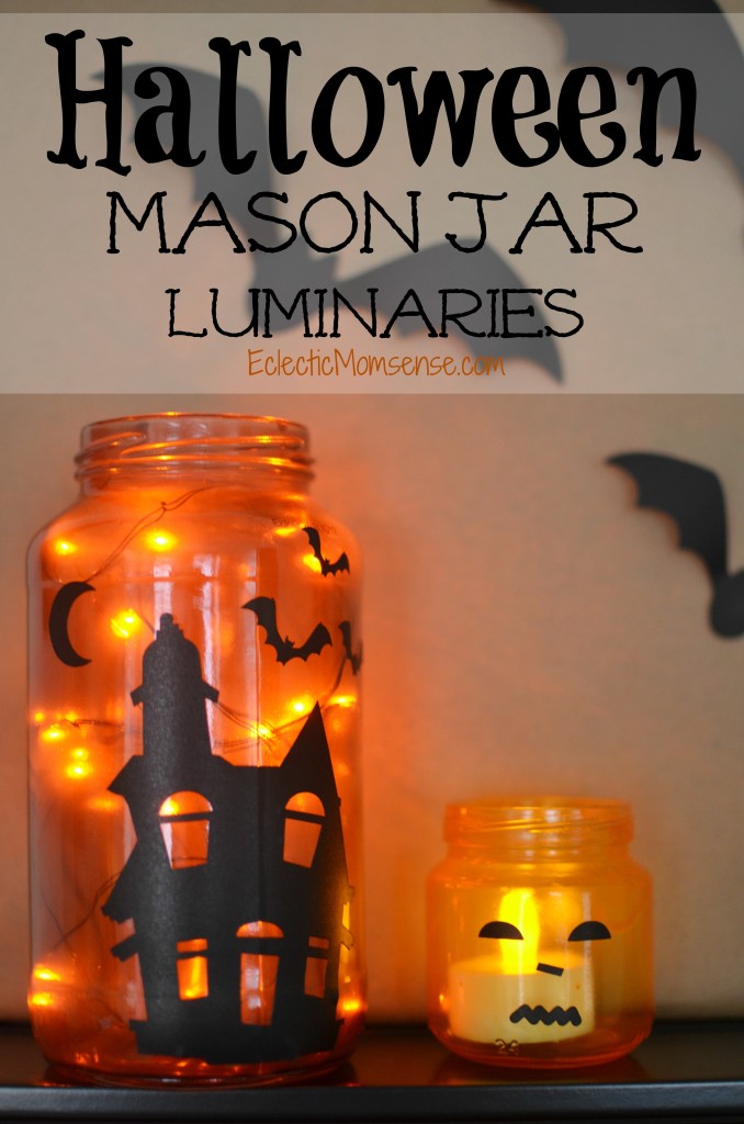 Halloween Mason Jar Lanterns + Learn how to tint mason jars with supplies you have on hand. #Hallowen #craft