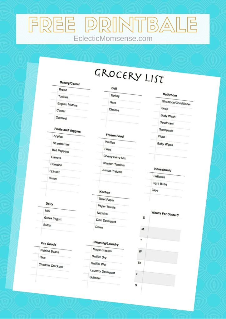 Printable Grocery List - Eclectic Momsense