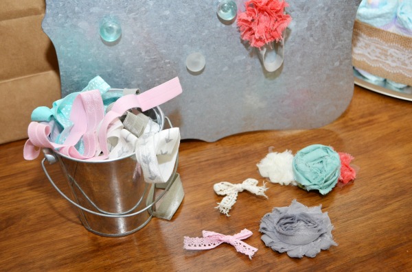 Shabby Chic Headband Station | Great alternative to classic baby shower games. Have guests make baby girl a custom headband.