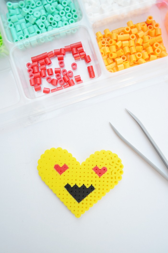 Emoji Perler Bead Heart - Fun craft project for kids (and adults) of all ages. 