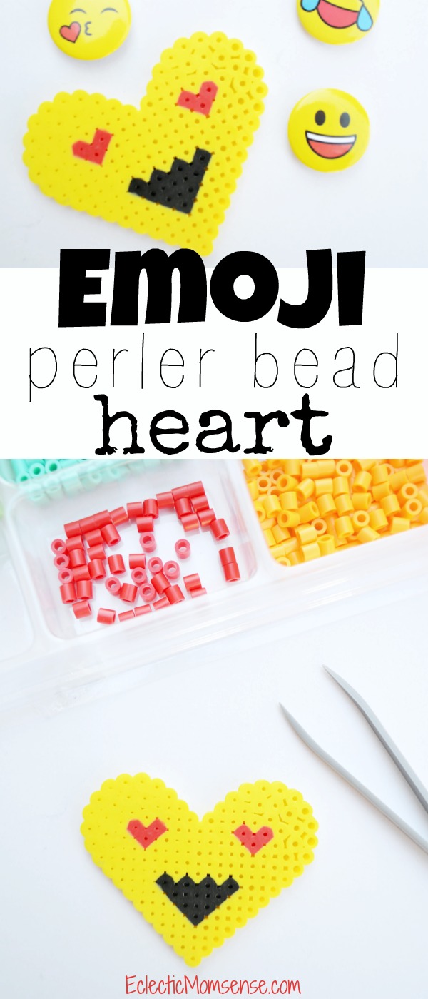 Emoji Perler Bead Heart - Fun craft project for kids (and adults) of all ages.
