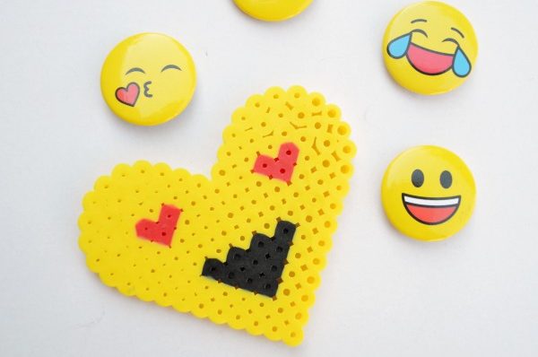 Emoji Perler Bead Heart - Fun craft project for kids (and adults) of all ages.