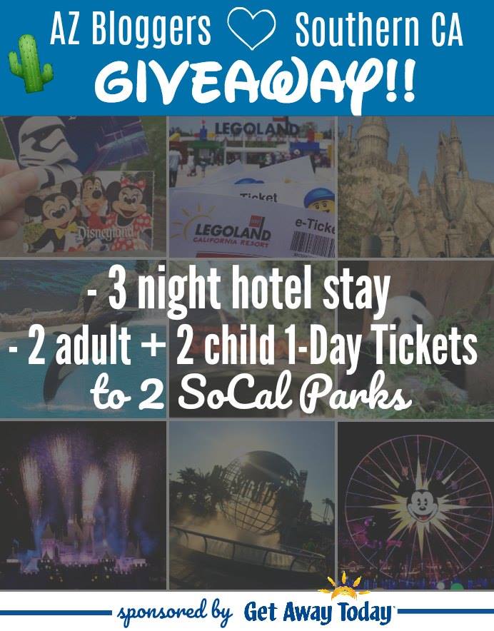 AZ bloggers love Southern California Giveaway with Get Away Today. Win a fun family trip to 2 parks in Southern California. Giveaway runs 9/28/2017 to 10/3/2017.