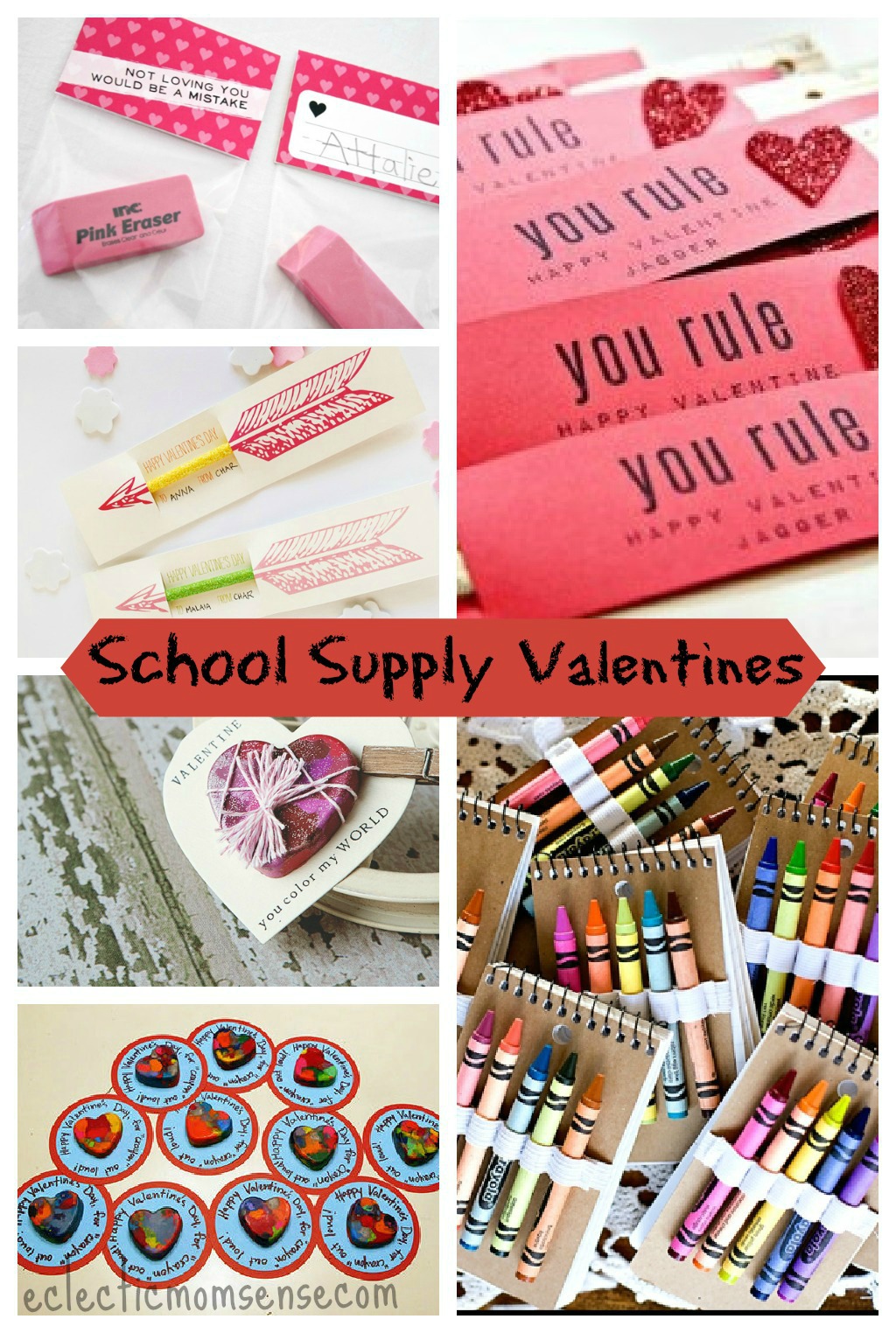 School Supply Valentines Ideas via @eclecticmommy - eclecticmomsense.com