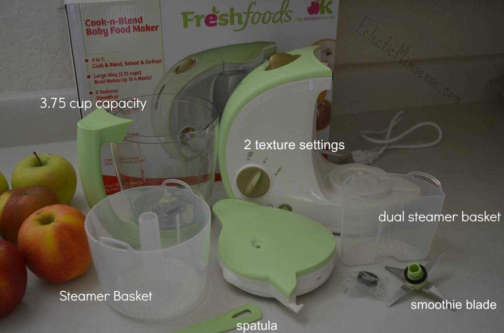 Eclectic Momsense- Fresh Foods Baby Food maker with multiple speeds/textures and additional smoothie blade.