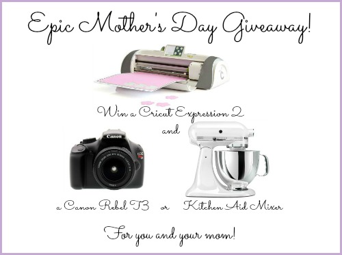 Ultimate Mother's Day Giveaway- Win a Cricut & Kitchen Aid Mixer or Canon DSLR for you AND your mom!