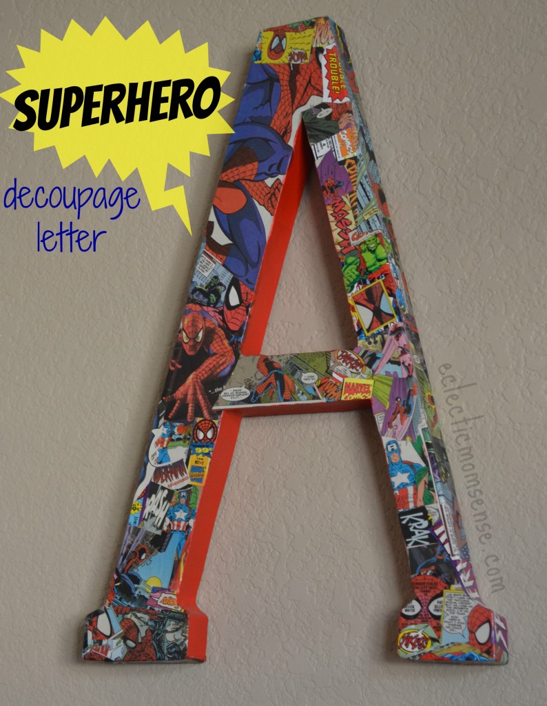 Turn old comics into fun bedroom decor for your little superhero.-Eclectic Momsense