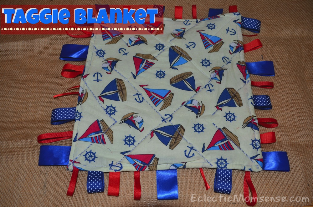 Handmade Baby Shower Gift: taggie blanket- Eclectic Momsense