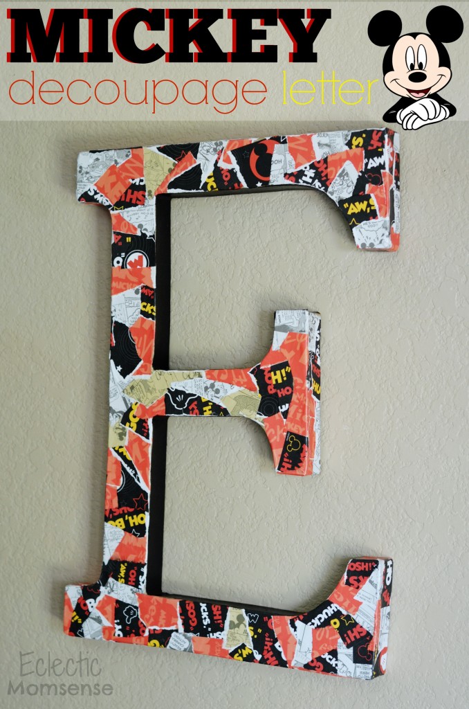 Mickey Decoupage Cardboard Letter