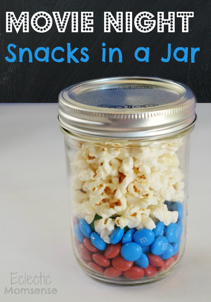 Movie Night Snacks in a Jar- #movienight, #snacks, Superheroes, M&M’s, Captain America, M&M recipes