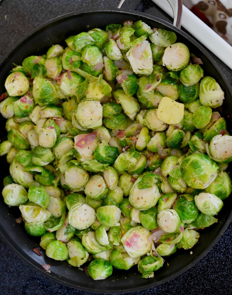 Lemon Herb Brussels Sprouts with Pancetta #recipe #sidedish