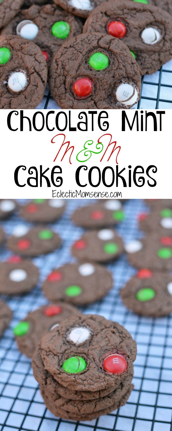 Chocolate Mint M&M Cake Batter Cookies #recipe
