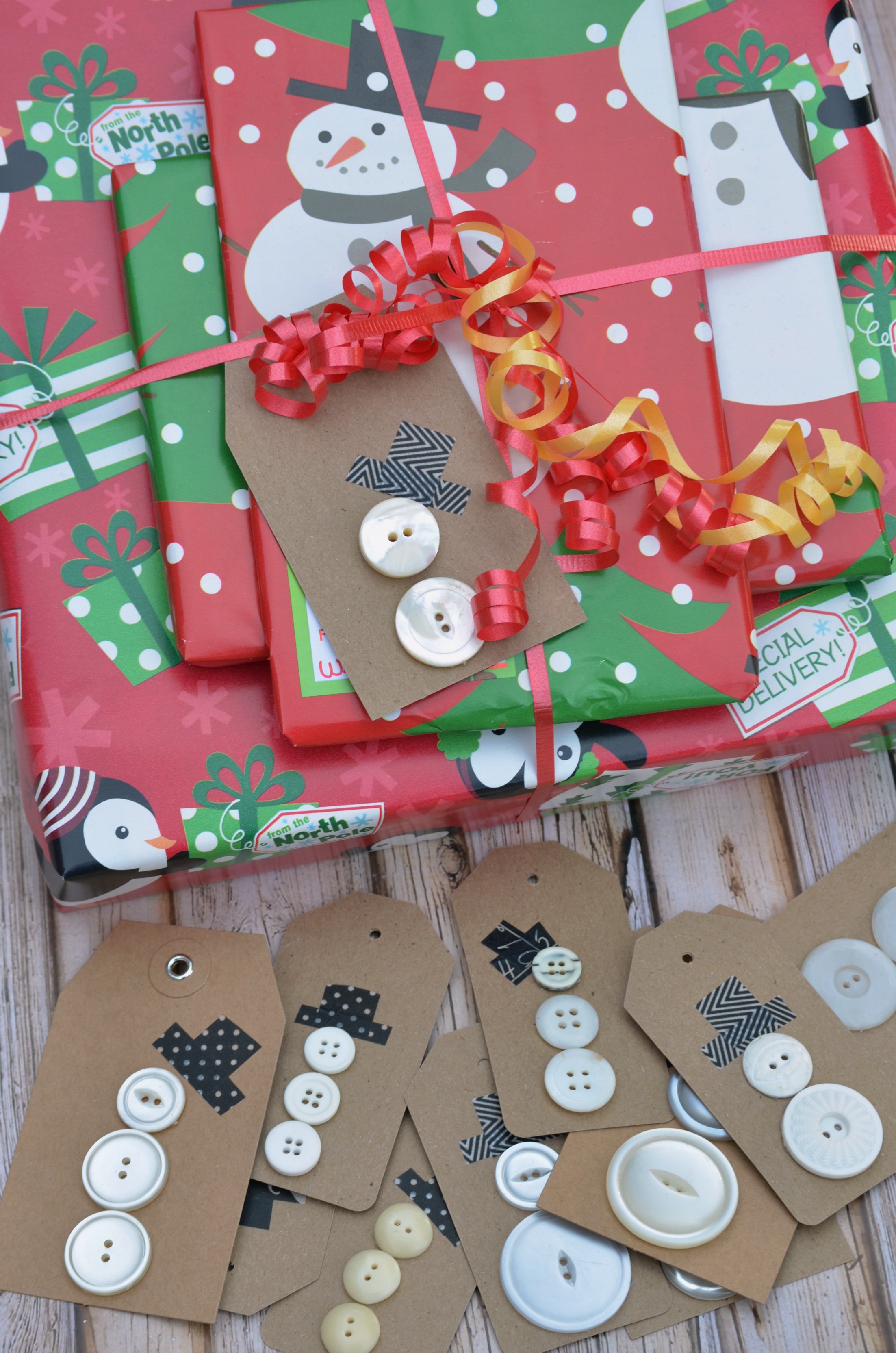 Button Snowman Gift Tags