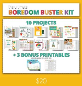 Printable Boredom Buster Activity Sheets | Kick the summer boredom slump with these sets all ready for creativity and adventure.