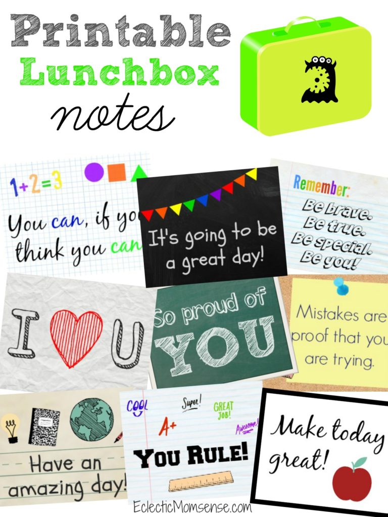 Printable Back to School Lunchbox Notes