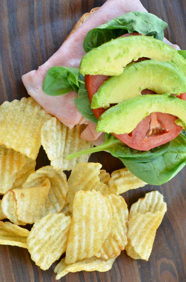 California Open Faced Sandwich with delicious @PepperidgeFarm bread | Avocado, Ham, Tomato, and Spinach. #ad #SandwichWithTheBest