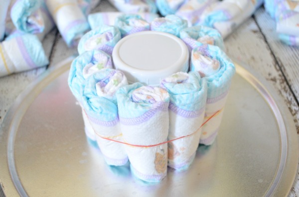 DIY Vintage Lace & Burlap Diaper Cake + Shabby Chic Baby Shower. AD @Costco #SuperAbsorbent