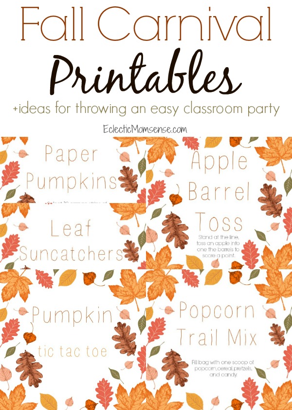 Fall Carnival Printables | Throw a fun fall classroom party with these fun harvest theme ideas.