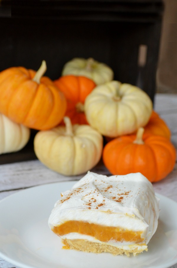 Pumpkin Pie Lasagna | Delicious no-bake layered dessert.