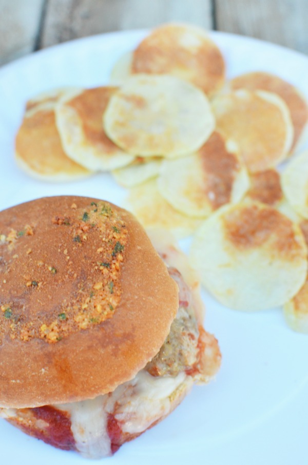 Meatball Sliders - Great weeknight meal or party appetizer. These meatball sliders are easy and full of so much flavor. Pair with Microwave Potato Chips for the perfect dinner.