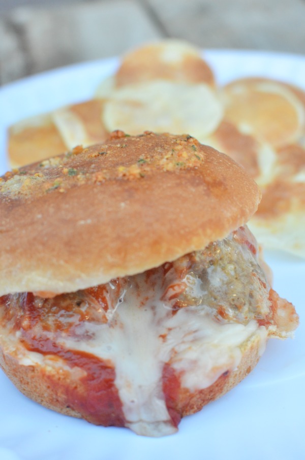Meatball Sliders - Great weeknight meal or party appetizer. These meatball sliders are easy and full of so much flavor. Pair with Microwave Potato Chips for the perfect dinner.