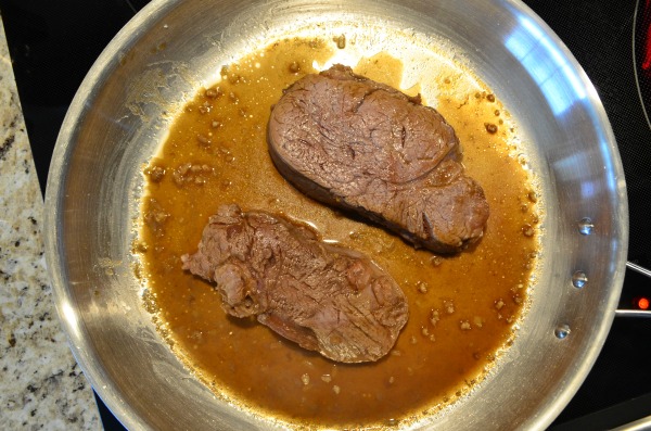 Beer Infused Steak with Peppercorn Pan Sauce