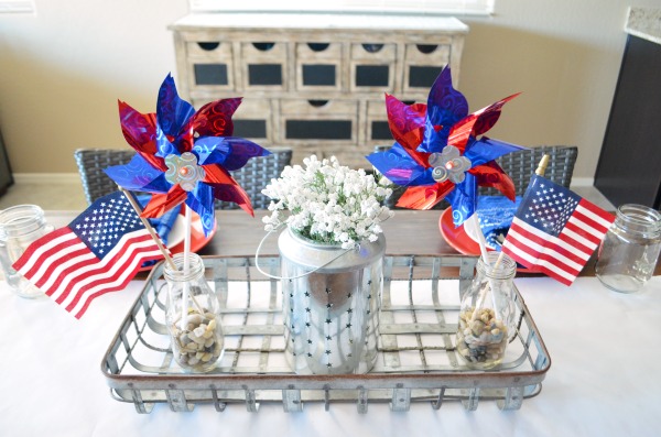 Red, White, and Blue Farmhouse Table Decor