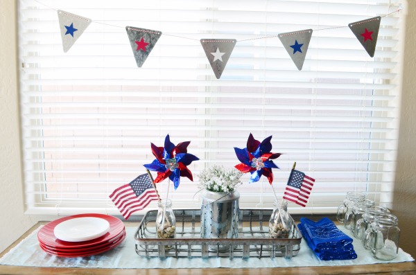 Red, White, and Blue Farmhouse Table Decor