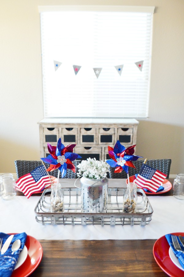 Red, White, and Blue Farmhouse Table Decor