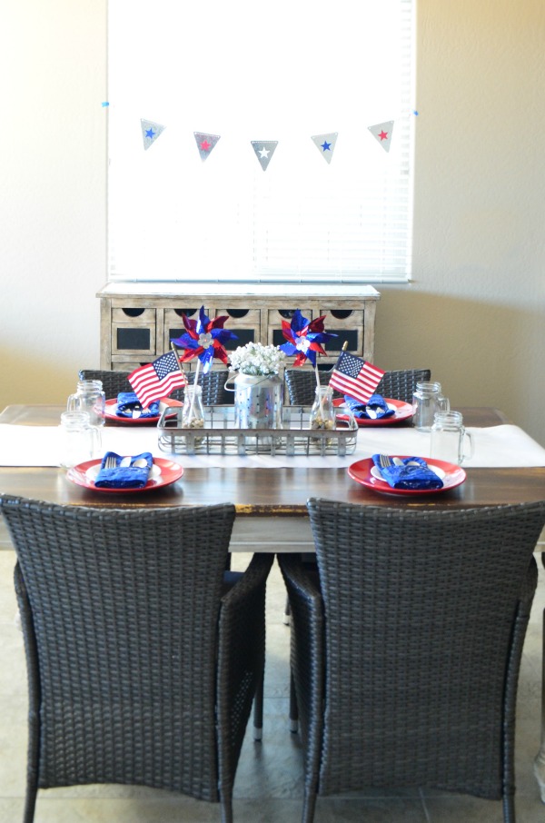 Red, White, and Blue Farmhouse Table Decor