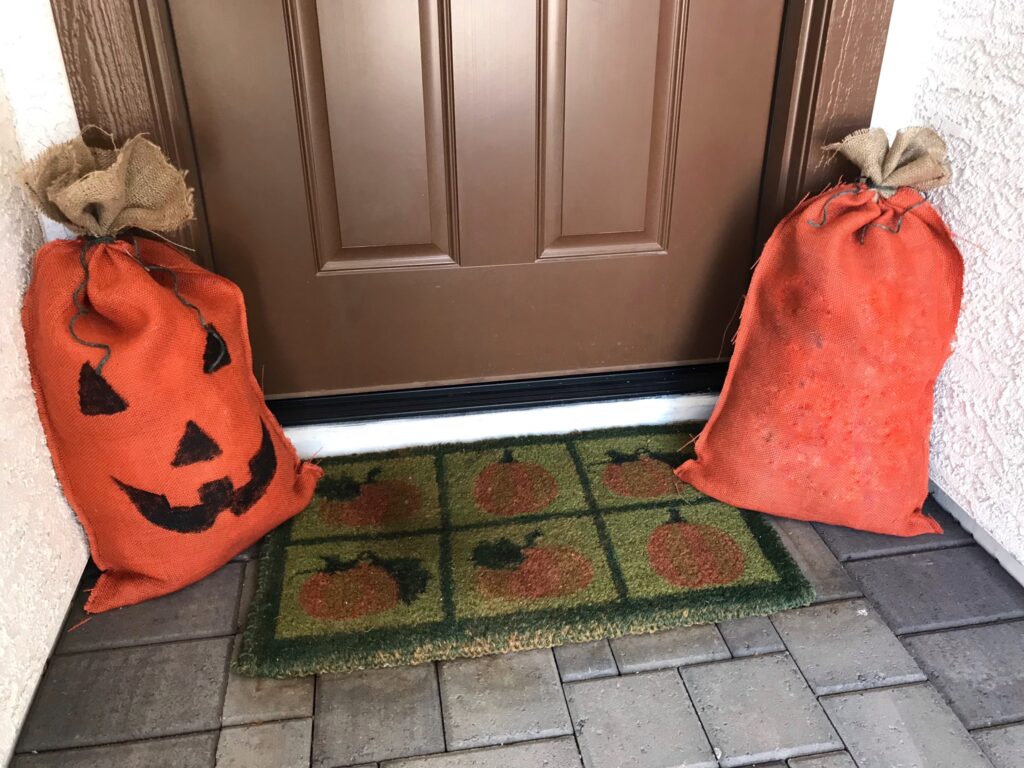 reversible burlap pumpkin bag