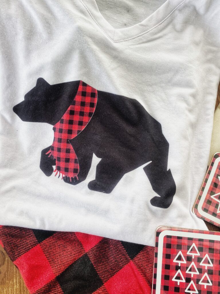 Christmas Red Plaid Bear Family Matching Four Raglan Shirt Gift Set